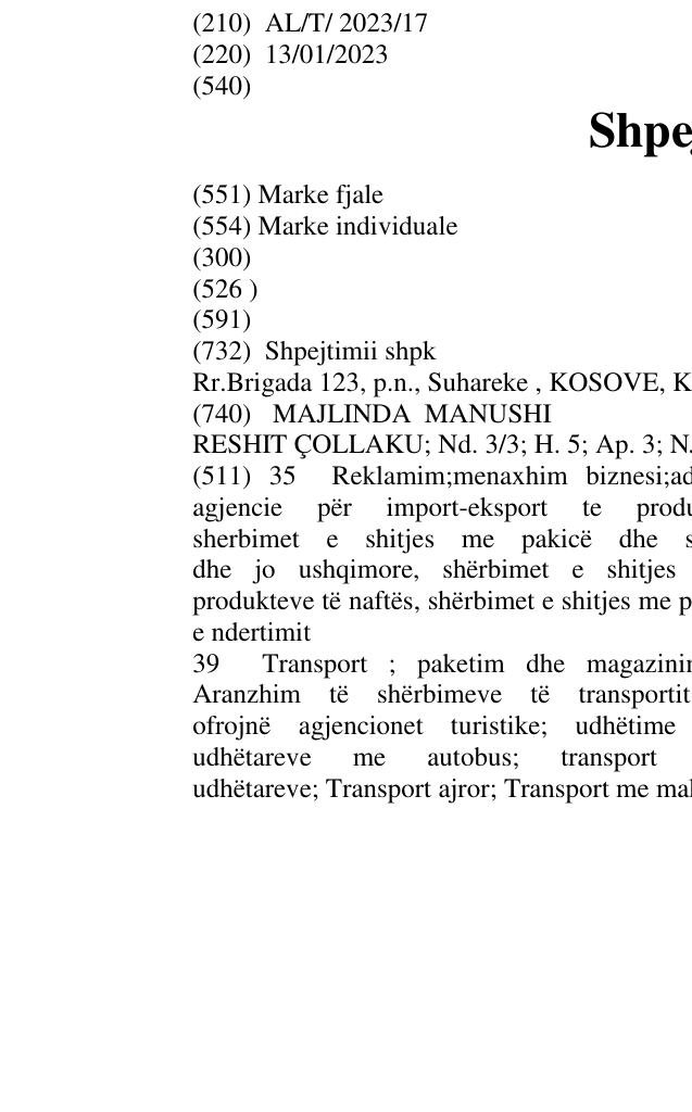 Zëri i markës Shpejtimi në buletin