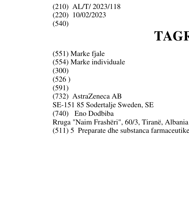 Zëri i markës TAGRISSO në buletin