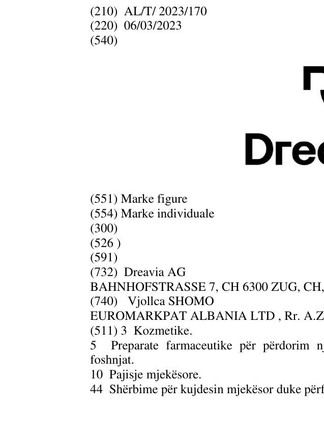 Zëri i markës Dreavia në buletin