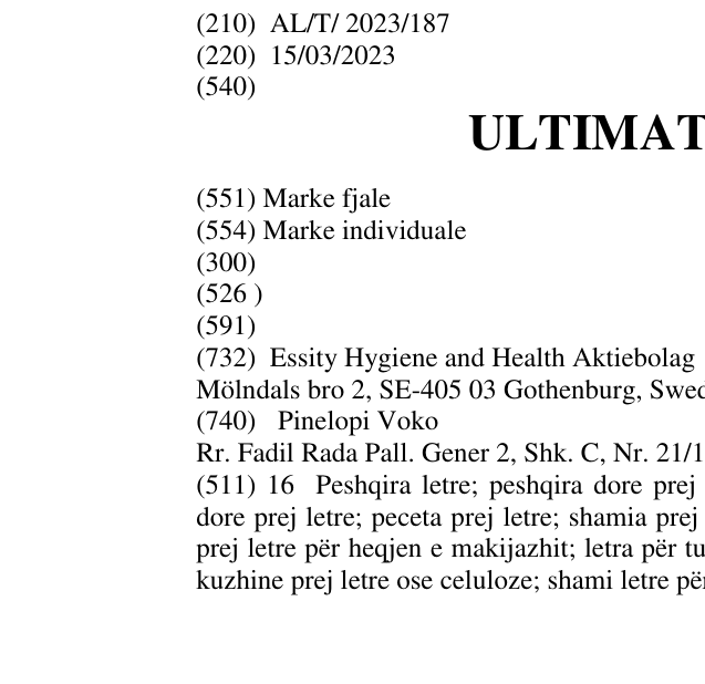 Zëri i markës ULTIMATE TOUCH në buletin