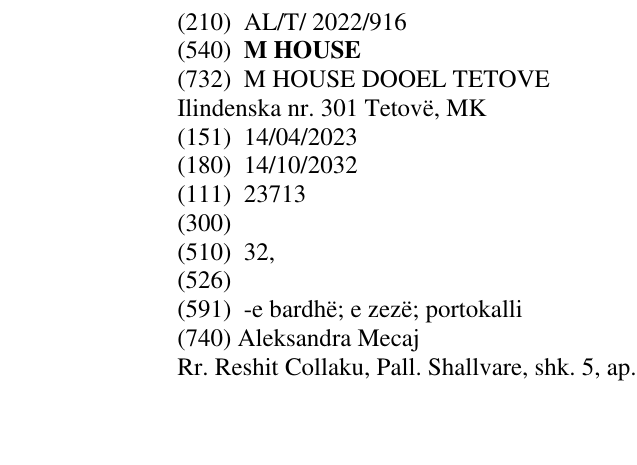 Zëri i markës M HOUSE në buletin