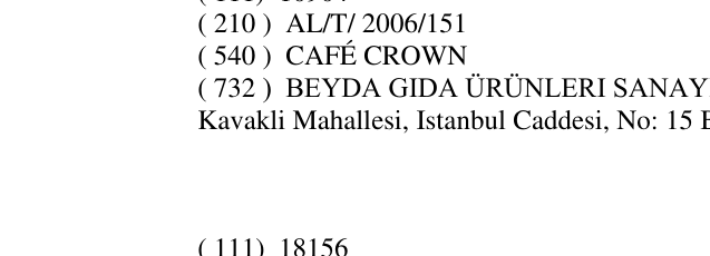 Zëri i markës CAFÉ CROWN në buletin