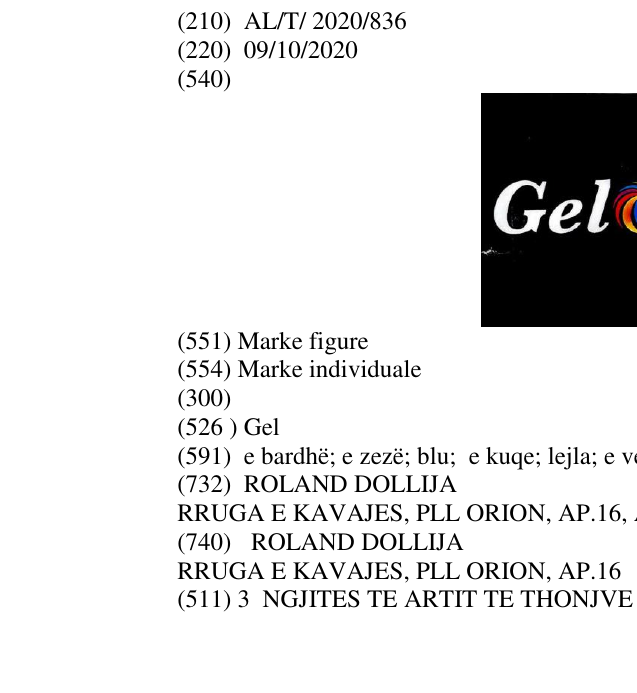 Zëri i markës Gel në buletin
