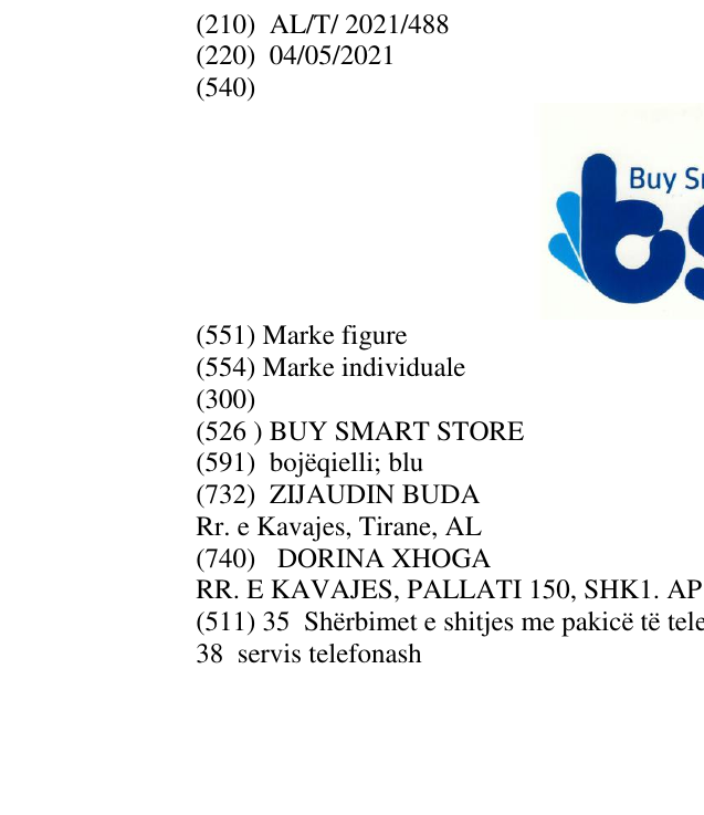 Zëri i markës BUY SMART STORE në buletin