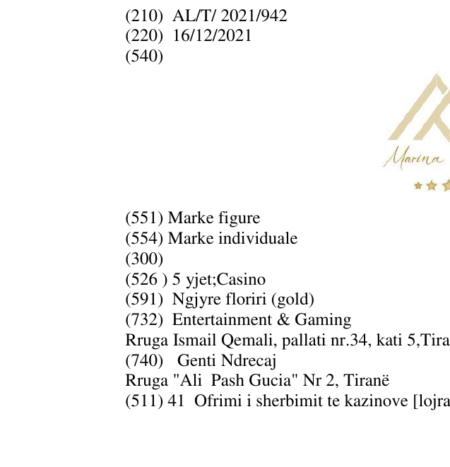 Zëri i markës 5 yjet;Casino në buletin