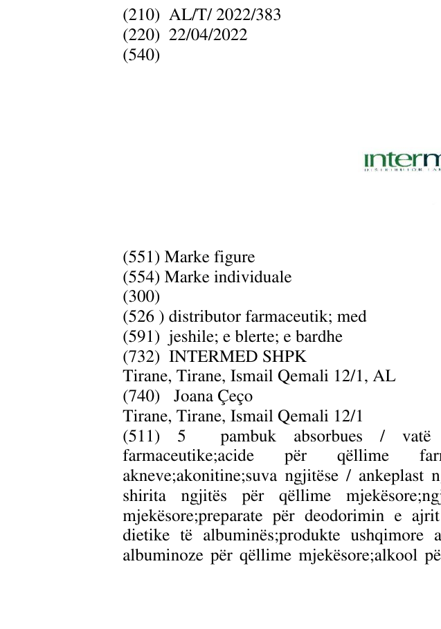 Zëri i markës distributor farmaceutik; med në buletin