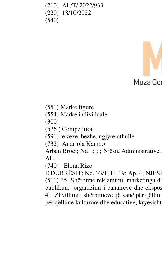 Zëri i markës Competition në buletin