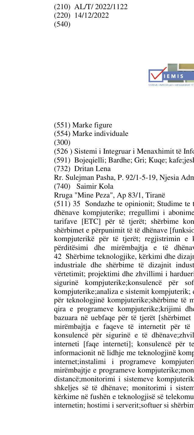 Zëri i markës Sistemi i Integruar i Menaxhimit të Informacionit Zgjedhor në buletin