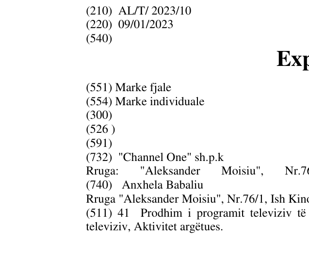 Zëri i markës Expuls në buletin