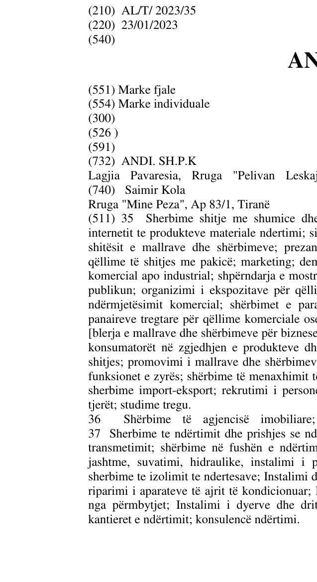 Zëri i markës ANDI në buletin