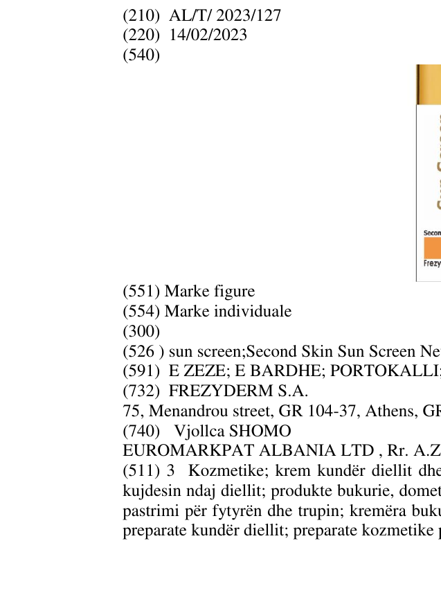 Zëri i markës sun screen;Second Skin Sun Screen New Velvet Technology në buletin