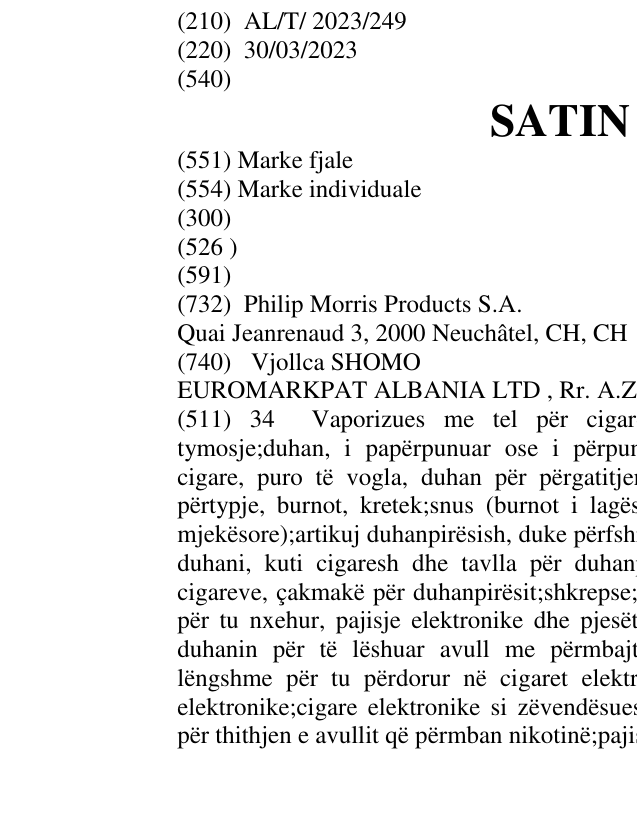 Zëri i markës SATIN WAVE në buletin