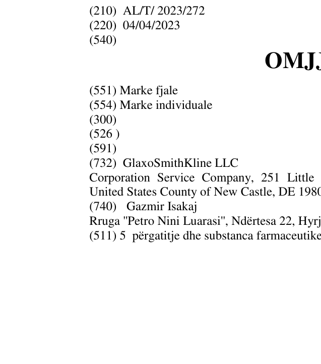 Zëri i markës OMJJARA në buletin