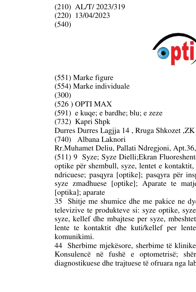 Zëri i markës OPTI MAX në buletin
