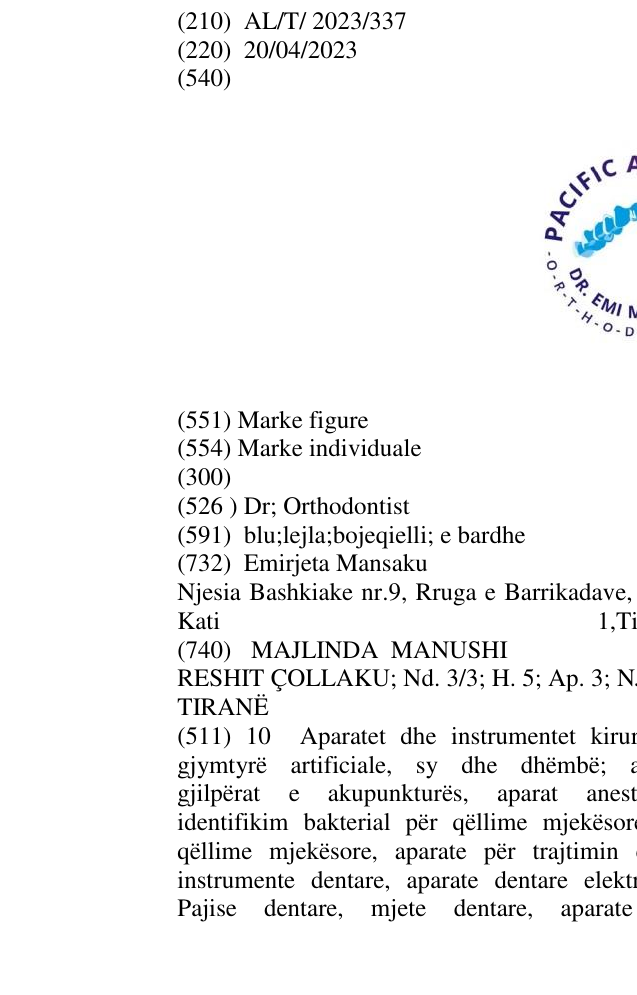 Zëri i markës Dr; Orthodontist në buletin