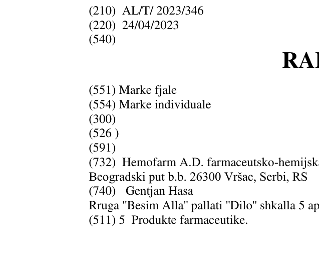 Zëri i markës RALIR në buletin