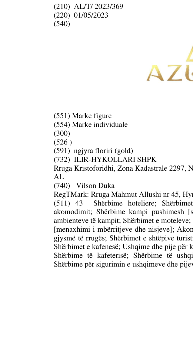 Zëri i markës AZURA në buletin