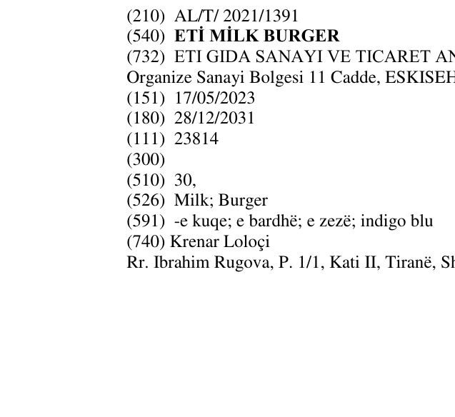 Zëri i markës ETİ MİLK BURGER në buletin