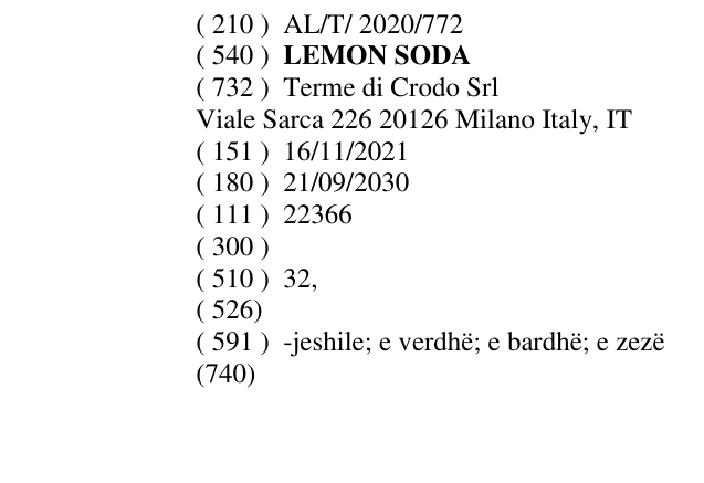 Zëri i markës LEMON SODA në buletin