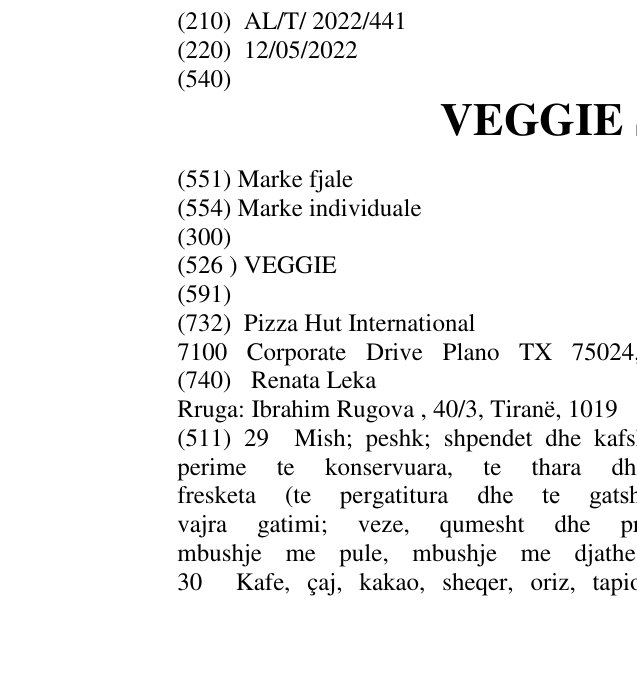 Zëri i markës VEGGIE SIZZLER në buletin