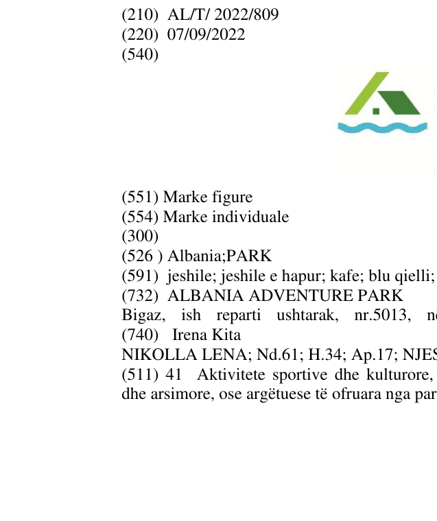 Zëri i markës Albania;PARK në buletin