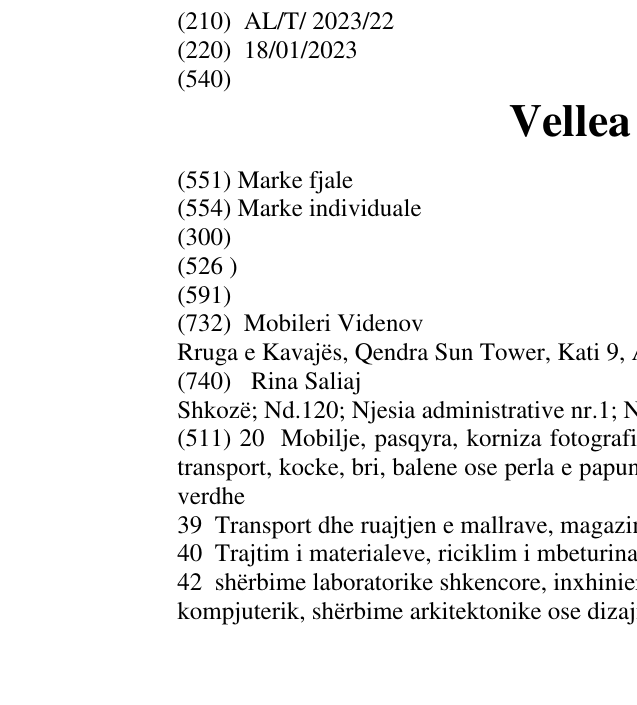 Zëri i markës Vellea House në buletin