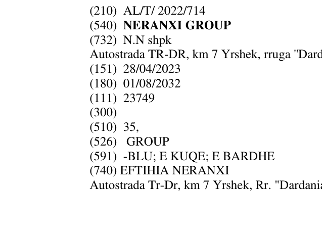 Zëri i markës NERANXI GROUP në buletin