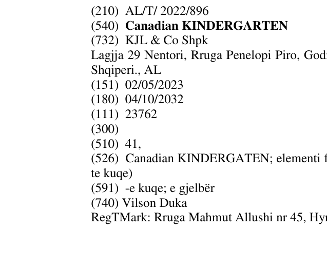 Zëri i markës Canadian KINDERGARTEN në buletin