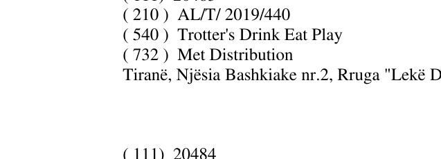 Zëri i markës Trotter's Drink Eat Play në buletin