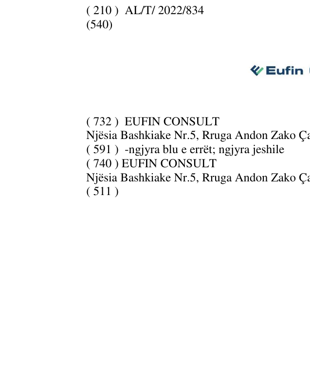 Zëri i markës EUFIN CONSULT në buletin