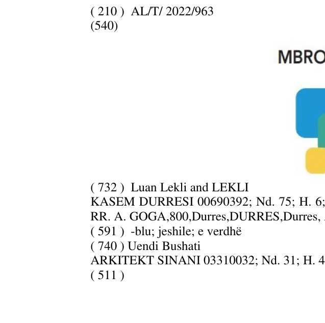 Zëri i markës MBROTIR L në buletin