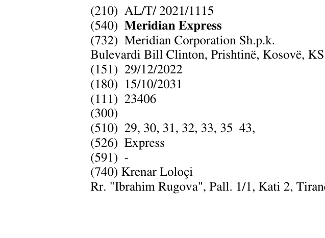 Zëri i markës Meridian Express në buletin