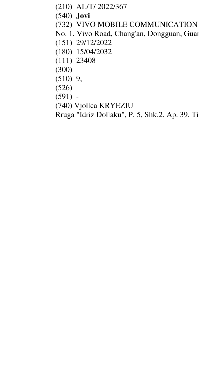 Zëri i markës Jovi në buletin