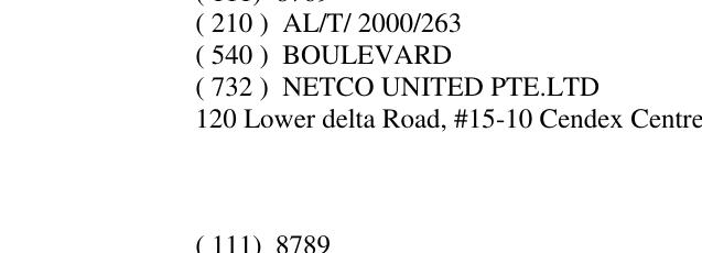 The entry of the trademark BOULEVARD in the bulletin