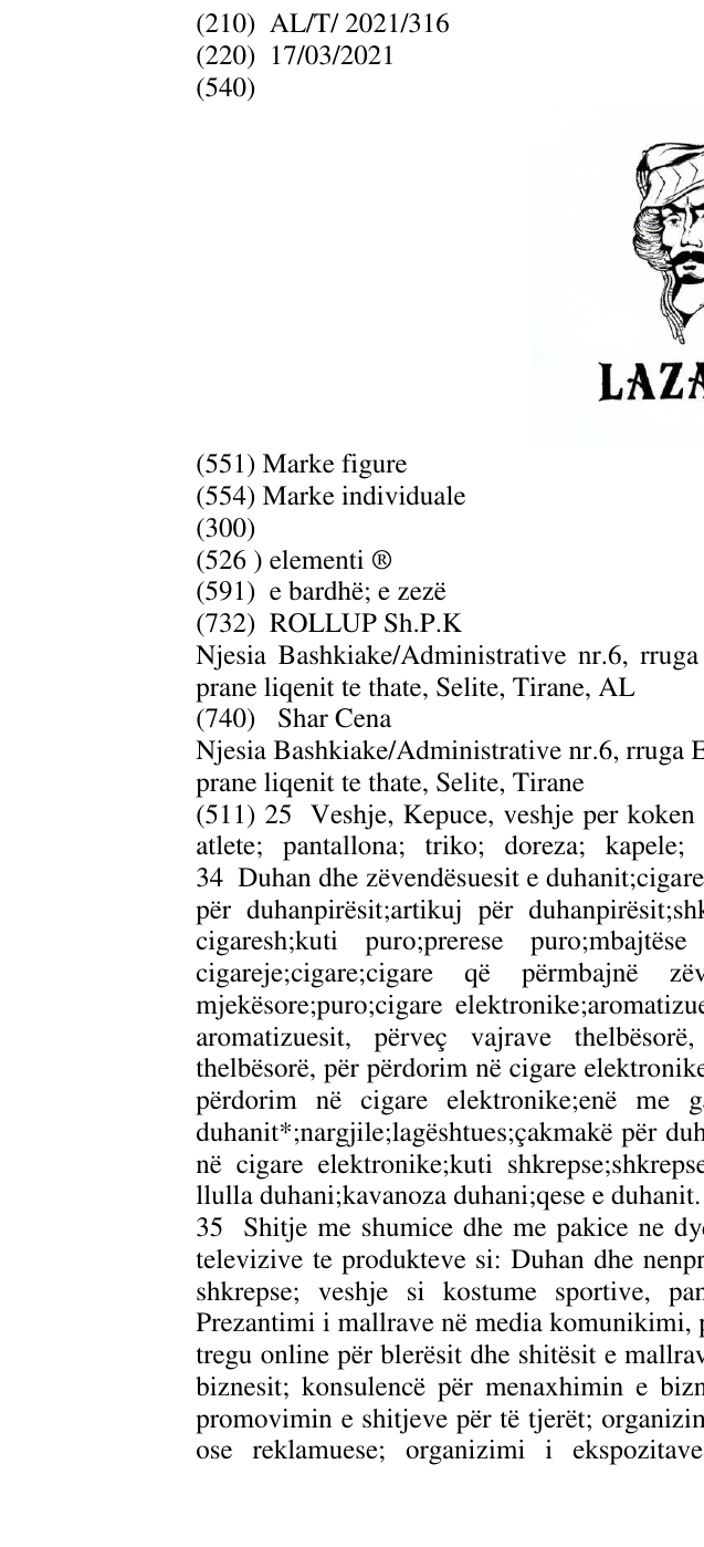 Zëri i markës elementi ® në buletin