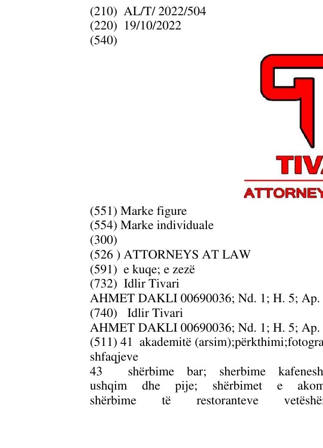 Zëri i markës ATTORNEYS AT LAW në buletin