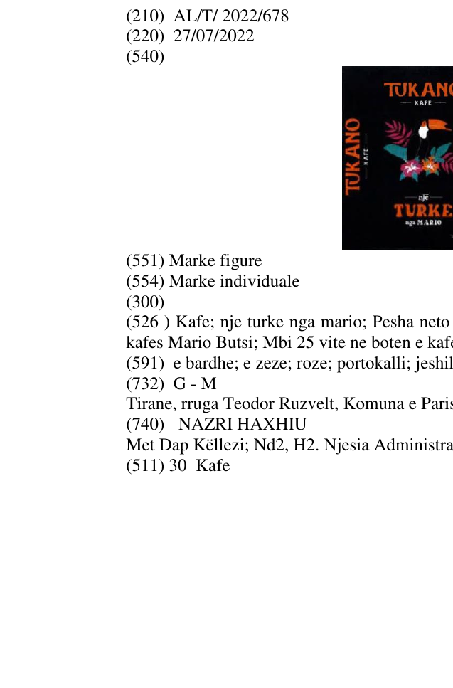 Zëri i markës Kafe; nje turke nga mario; Pesha neto 100g; Mishela e perzgjedhur nga specialisti i kafes Mario Butsi; Mbi 25 vite ne boten e kafes, zgjodhem nje perzierje Arabikesh per ju në buletin