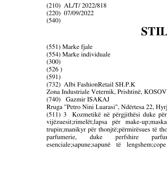 Zëri i markës STILIUM në buletin