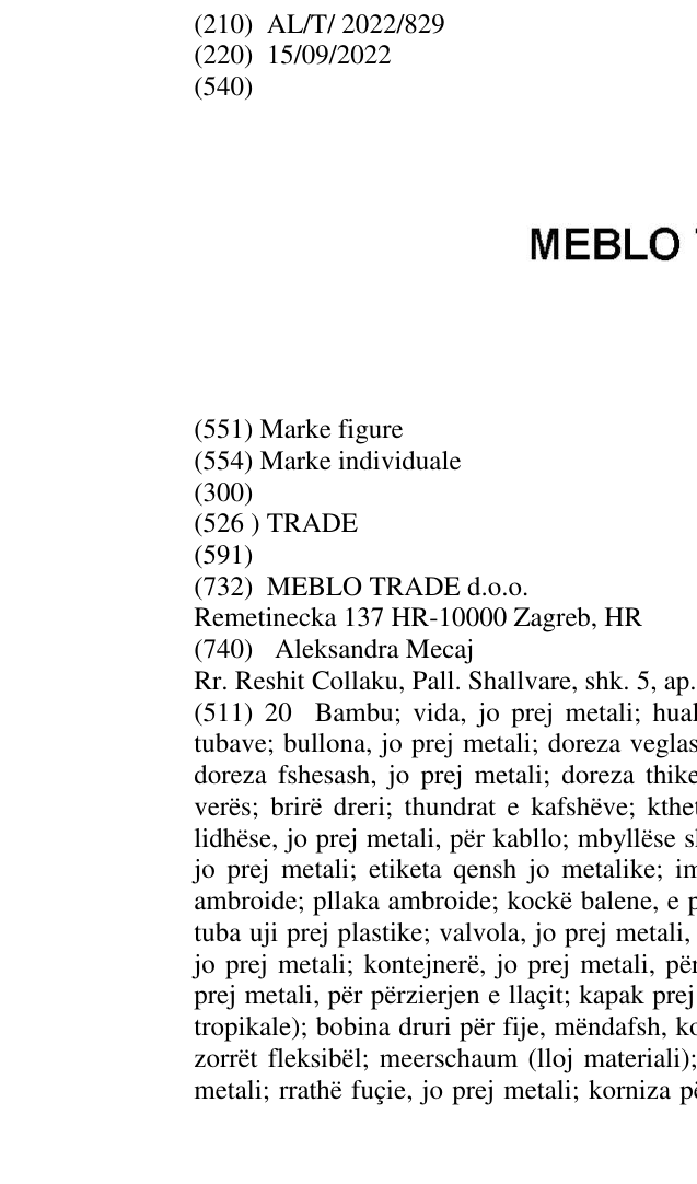 Zëri i markës TRADE në buletin