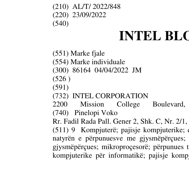 Zëri i markës INTEL BLOCKSCALE në buletin