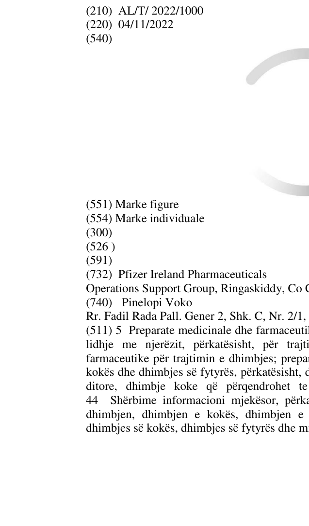 Zëri i markës AL/T/2022/1000 në buletin