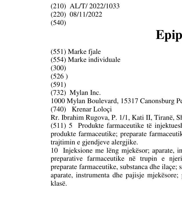 Zëri i markës Epipen N në buletin