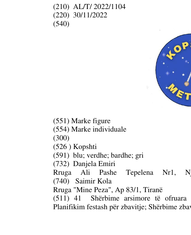 Zëri i markës Kopshti në buletin