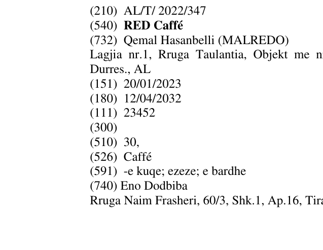Zëri i markës RED Caffé në buletin