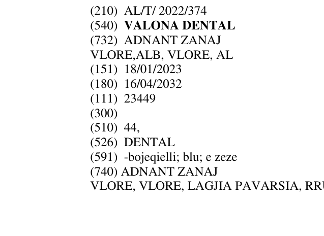 Zëri i markës VALONA DENTAL në buletin
