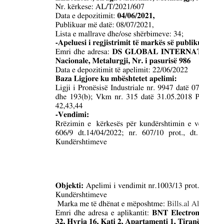 Zëri i markës KAMELIA SAPHIR Slims në buletin