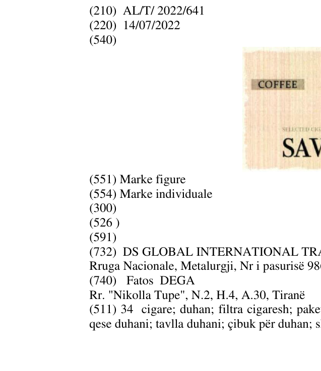 Zëri i markës SAVOR COFFEE në buletin