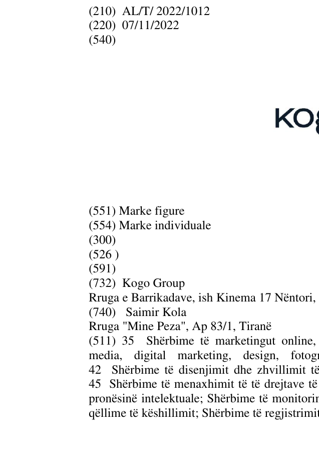 Zëri i markës KOGO në buletin