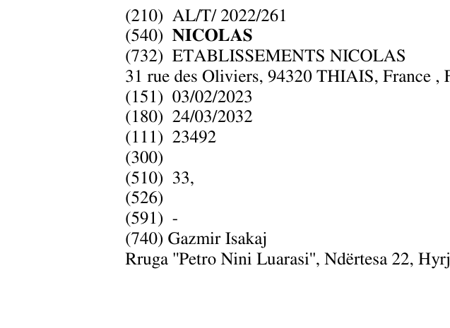 Zëri i markës NICOLAS në buletin