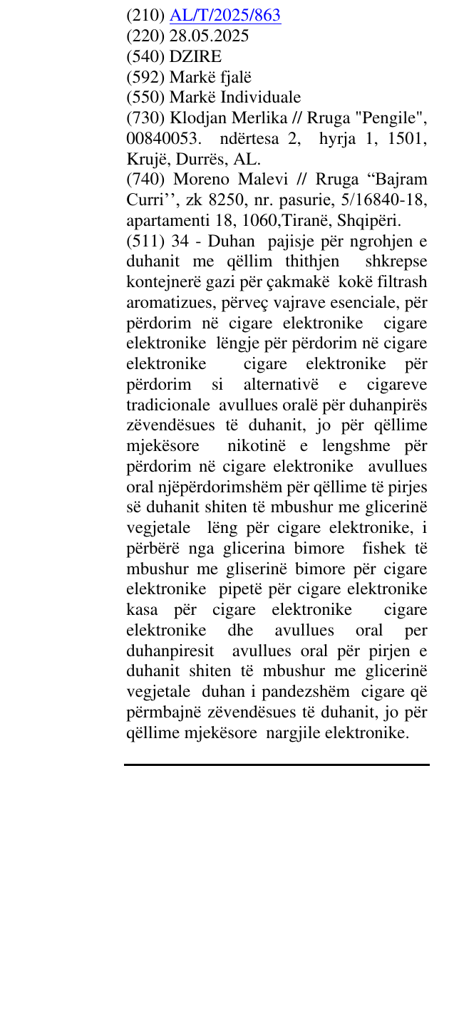 Zëri i markës DZIRE në buletin